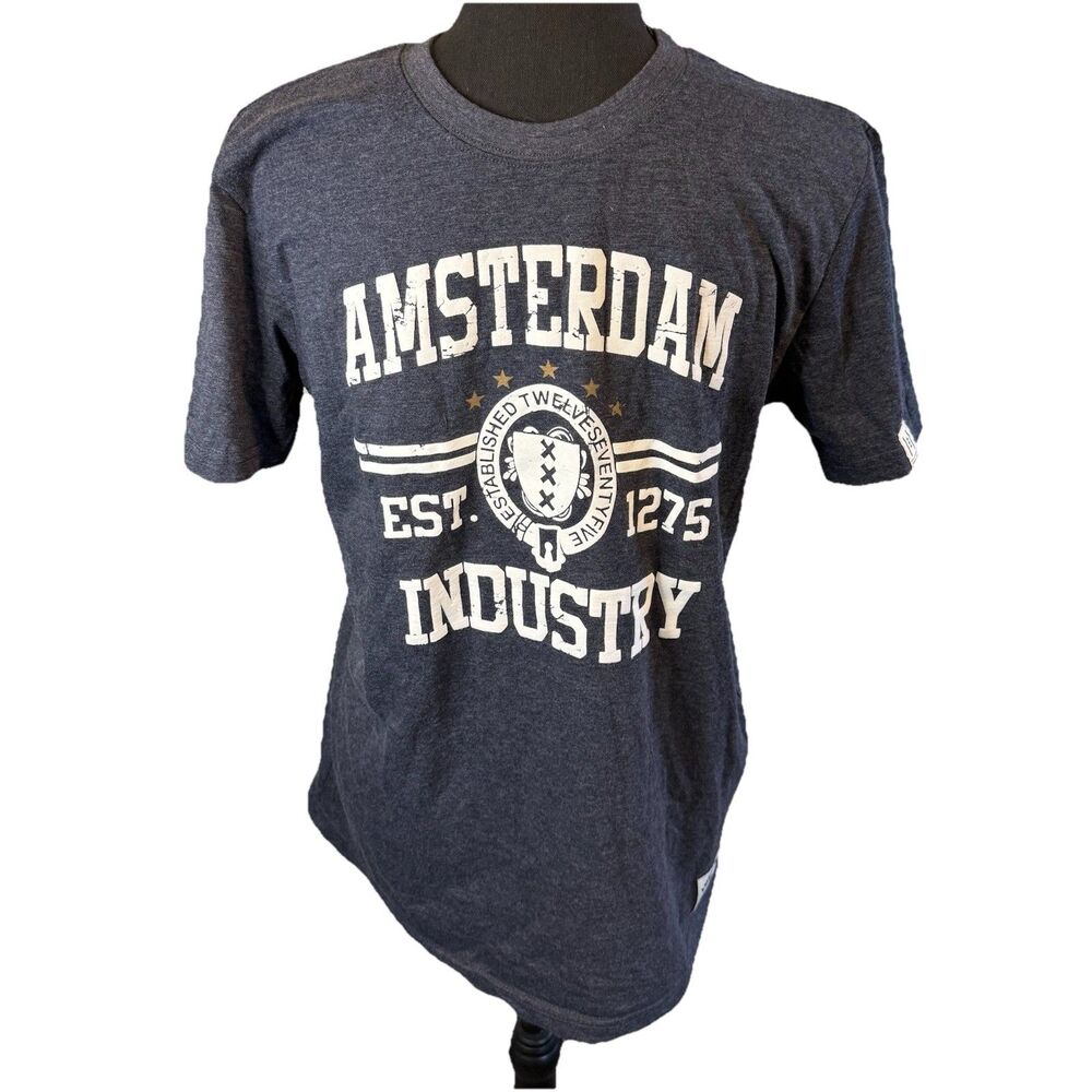 Amsterdam Industry Shirt Mens Medium Navy Amsterdam EST 1275 Graphic Tee T-Shirt